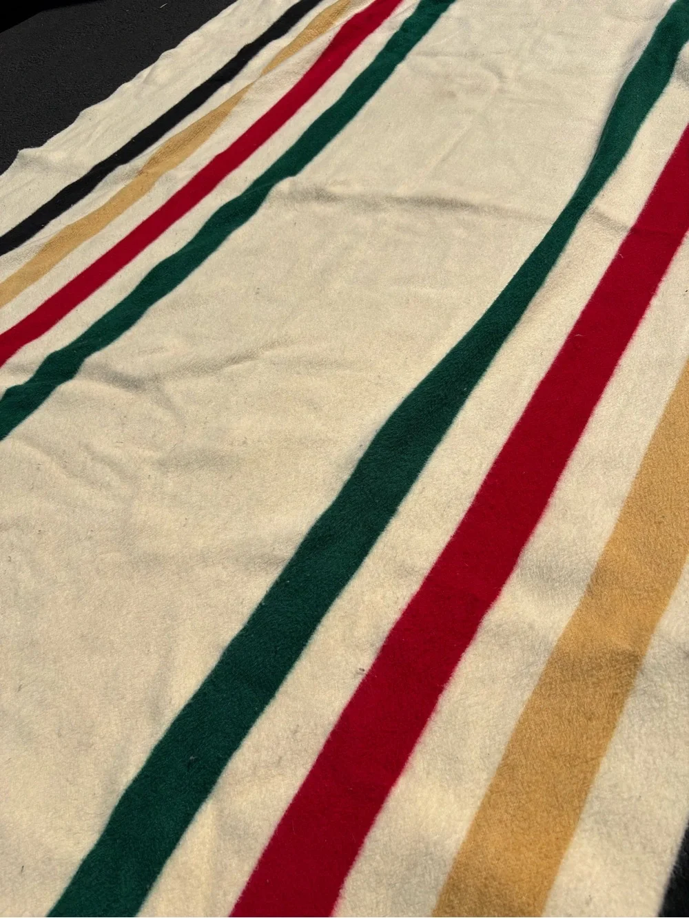 Large Orvis Throw Blanket Striped 105x87” Green Red Yellow Blue Stripes